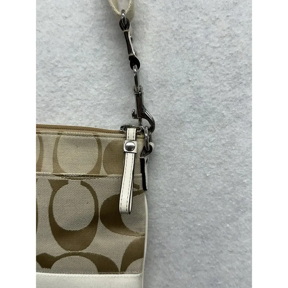 COACH‎ SWING PACK SIGNATURE STRIPE CROSSBODY WHITE KHAKI - Picture 4 of 12